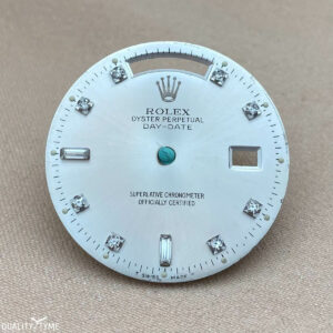 Factory Rolex 36mm Day Date Silver Diamond Dial with WG Markers