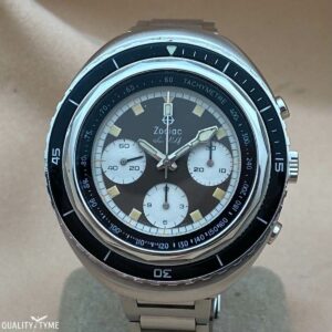 1970s Zodiac 43.5mm Super Sea Wolf Chronograph Watch, on original JB Champion Bracelet LNOS.